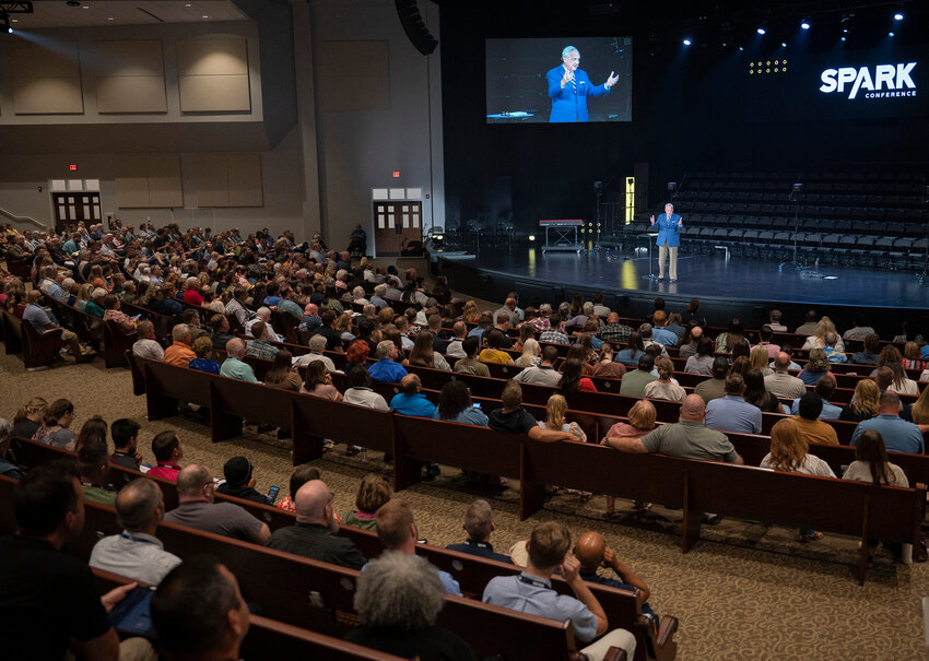 Albert Mohler, president of the Southern Baptist Theological Seminary, gives the keynote speech at a SPARK conference in McDonough, Ga., Sunday, Aug. 25. (Index/Henry Durand)