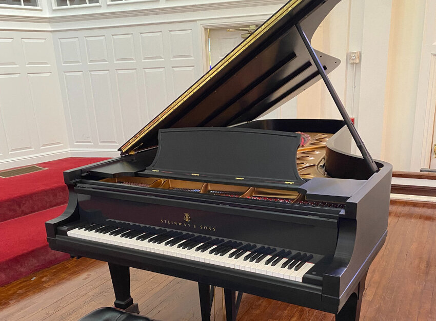 The fully rebuilt and refinished Steinway. (Photo/Shorter University)