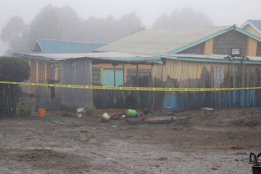 Part of a dormitory is seen following a fire at the Hillside Endarasha Primary in Nyeri, Kenya Friday, Sept. 6, 2024. (AP Photo)