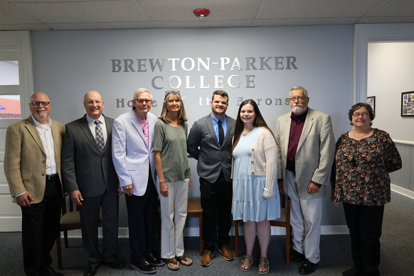 From left, Dr. Mark Gregory, Dr. Steve Echols, Mr. Don Christian, Ms. Anne Roller, Mr. Ty Kersey, Mrs. Lynley Kersey, Rev. Greg Lowery, Dr. Debbie Bryarly. (Photo/BPC)