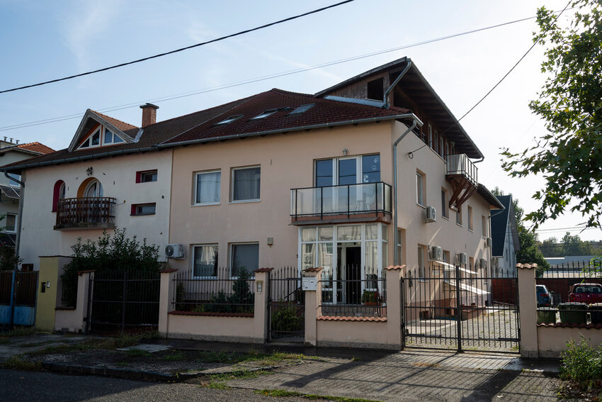 This photo shows a house where a Hungarian company that allegedly manufactured pagers that exploded in Lebanon and Syria, is headquartered in Budapest, Wednesday, Sept. 18, 2024. (AP Photo/Denes Erdos)