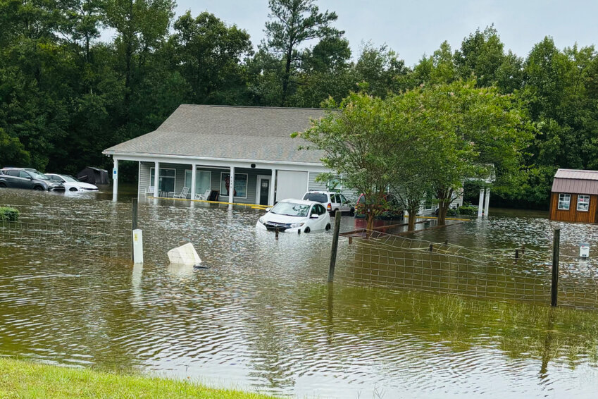 An unnamed tropical system brought heavy rain and flash flooding to southeastern North Carolina that washed out roads and impacted homes and businesses. (Biblical Recorder/Clay Warf)