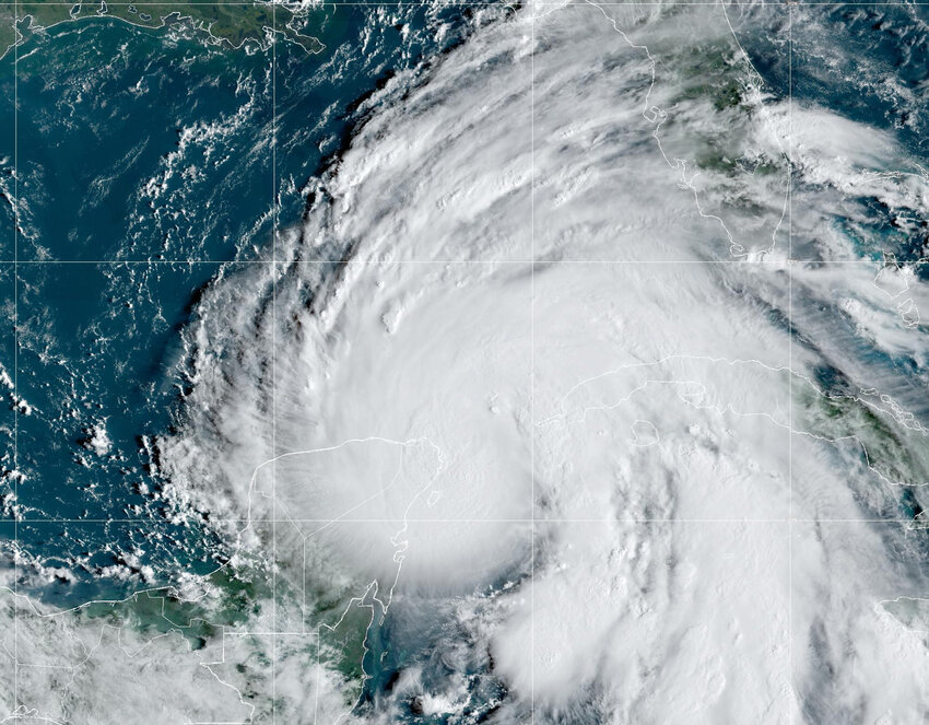 This satellite image provided by NOAA shows Tropical Storm Helene in the Caribbean Sea on Wednesday, Sept. 25, 2024.  (Photo/NOAA)