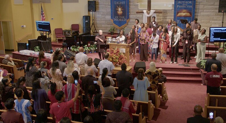 Worshippers attend the Multi-Language Evangelism Conference at Bethlehem Baptist Church in Louisville, Ky. (Kentucky Today/Frank Peer)