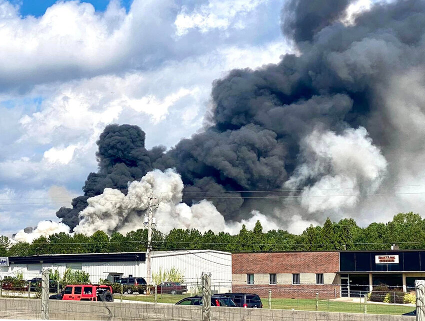 Thick smoke rises from the BioLab plant in Conyers, Ga., Sunday, Sep. 29. 2024. (Photo/Courtesy Frank Guyton)