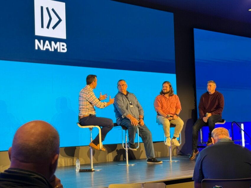 A panel at the AMS Excellence Sumit discusses how Baptist associations can help churches engage in local missions. Panel members included, from left to right, Steve Browning, lead pastor of First Baptist Church Alpharetta, Ga., Rick Biesiadecki, associational mission strategists at North Central Mission Center in Woodstock, Ga., Tyler Joyner, church planting pastor at Willeo River Church in Roswell, Ga., and Chris Renfro, lead pastor at Hope Church Union Hill in Alpharetta, Ga. (Photo/NAMB)