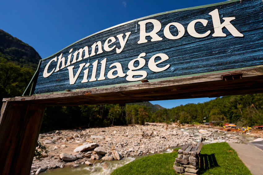 Debris is seen in the aftermath of Hurricane Helene, Wednesday, Oct. 2, 2024, in Chimney Rock Village, N.C. (AP Photo/Mike Stewart)