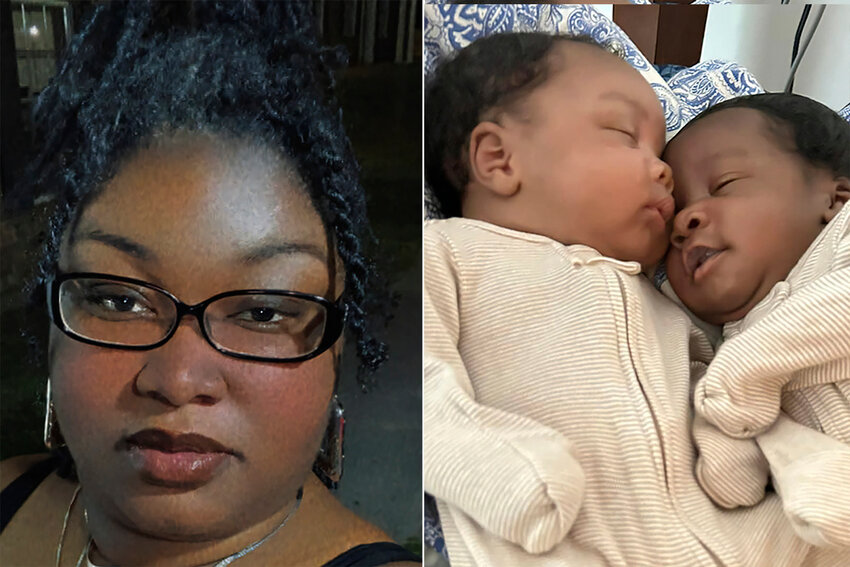 This undated photo combo shows from left, Kobe Williams, and  her twin sons Khazmir Williams and Khyzier Williams who were killed in their home in Thomson, Ga., by a falling tree during Hurricane Helene on Monday, Sept. 30, 2024. (Obie Lee Williams via AP)