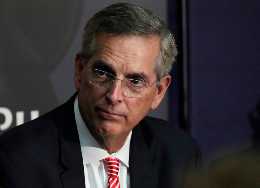 Georgia Secretary of State Brad Raffensperger participates during an election forum, Sept. 19, 2024, in Ann Arbor, Mich. (AP Photo/Carlos Osorio, file)