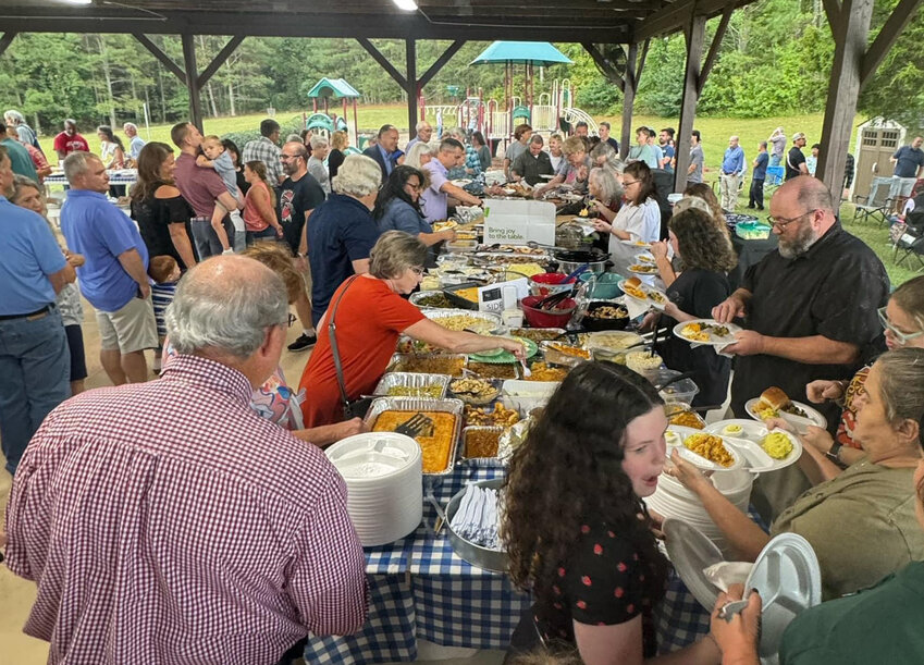 Hundreds gathered under the Ephesus Church pavilion for the sesquicentennial anniversary celebration.