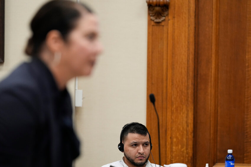 Jose Ibarra, accused of killing a nursing student Laken Hope Riley, appears in court for a motion hearing, Friday, Oct. 11, 2024, in Athens, Ga. (AP Photo/Brynn Anderson, Pool)