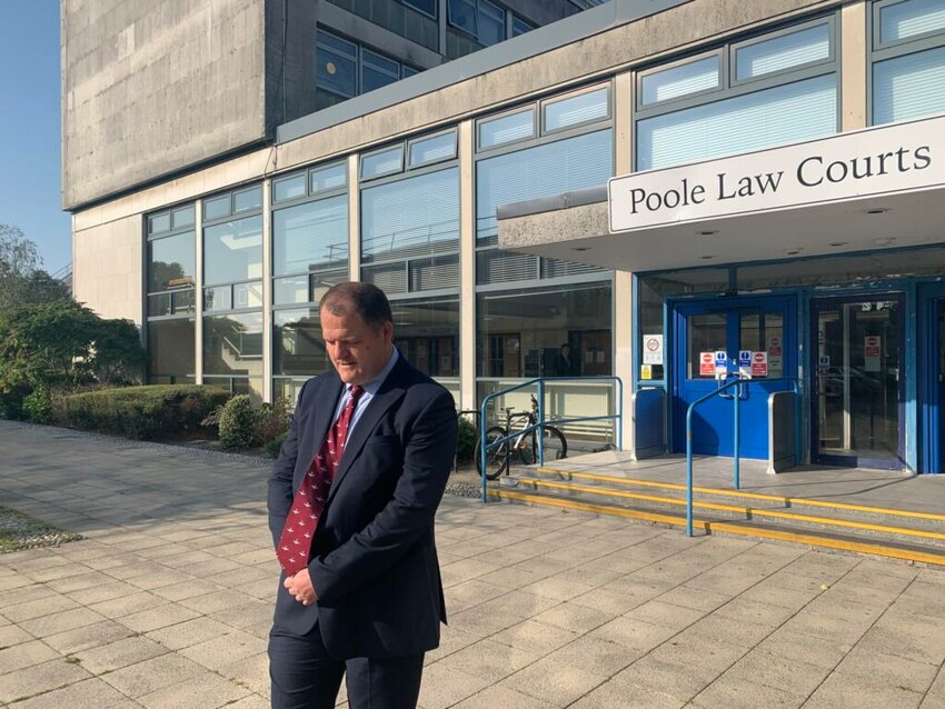 Adam Smith-Conner prays outside the England courthouse where he was convicted of unlawfully praying in an abortion clinic buffer zone. (Photo/Alliance Defending Freedom UK via Baptist Press)