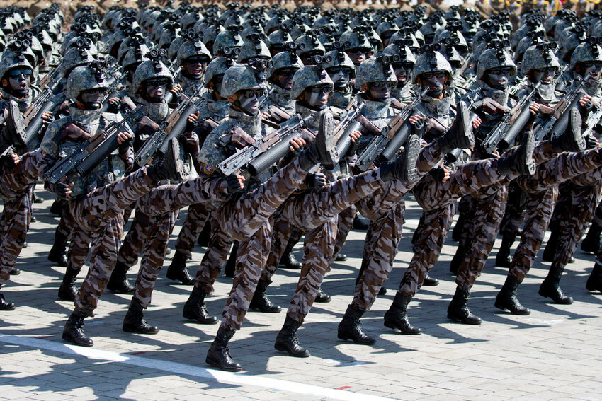 Soldiers march in a parade for the 70th anniversary of North Korea's founding day in Pyongyang, North Korea, on Sept. 9, 2018. (AP Photo/Ng Han Guan, File)