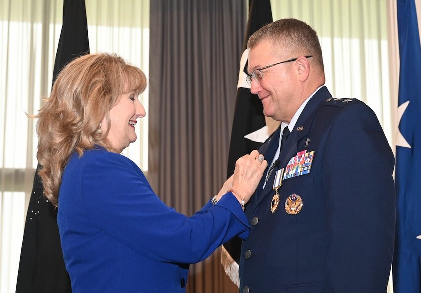 Air Force Chief of Chaplains Maj. Gen. Randall Kitchens retires from the Air Force during a ceremony at Joint Base Anacostia-Bolling, Washington, D.C., Aug. 9, 2024. (U.S. Air Force/SSgt. Stuart Bright)