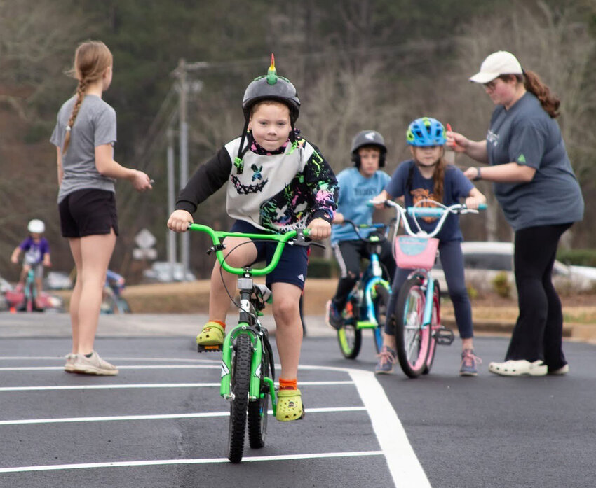 Kids ride their bikes to raise money for missions at Woolsey Baptist Church in Fayetteville, Ga., Saturday, Feb. 8, 2025. (Photo/Woolsey Baptist Church)