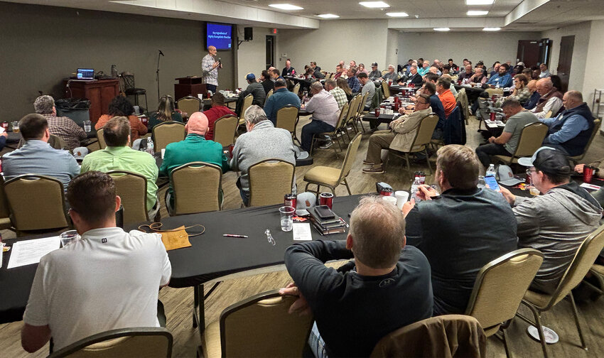 Tim Dowdy, vice president for evangelism for the North American Mission Board, addresses attendees at an evangelism-themed "lunch and learn" at 1025 Church in Monroe, March 17. (Index/J. Gerald Harris)