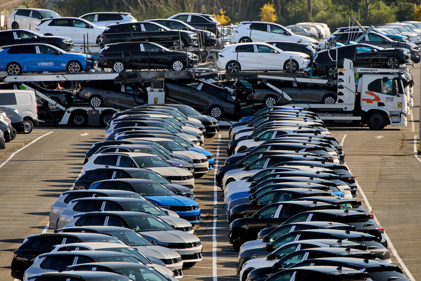 Opel cars are parked at the Opel factory in Ruesselsheim near Frankfurt, Germany, Thursday, March 27, 2025. (AP Photo/Michael Probst)