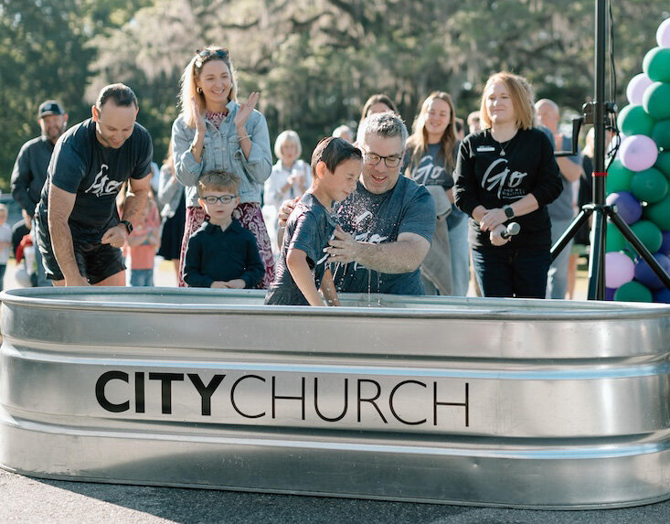 Dean Inserra described Baptism Sunday 2024 at City Church of Tallahassee, Fla., as incredible. The church baptized 53 people after worship services that Sunday. (Photo/City Church Tallahassee via NAMB)