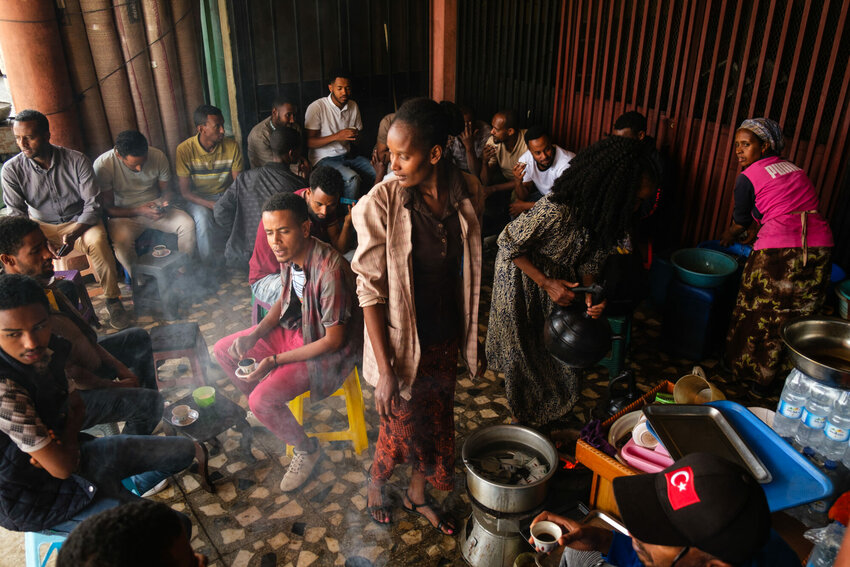 Men and women gather to enjoy coffee in a country in the Horn of Africa. (Photo/IMB)