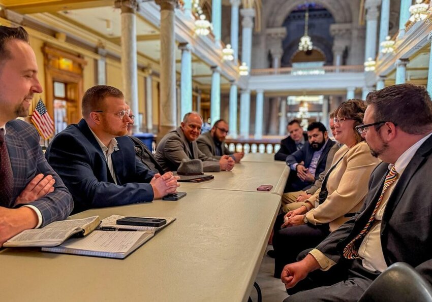 State Representative Peggy Mayfield, right, speaks with the group. (Photo/SCBI via Baptist Press)
