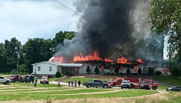 The blaze consumed the sanctuary, fellowship hall, kitchen, and foyer of the historic building whose congregation has served the community for over 130 years. (Photo/via Baptist and Reflector)