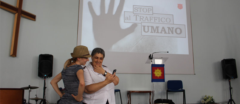 Kyra Karr, left, talks with Estelle, of the Salvation Army, in Rome, Italy. Karr's church and the Salvation Army partnered for an ongoing ministry to those in sex trafficking in the city. GARY GLAZE/Special