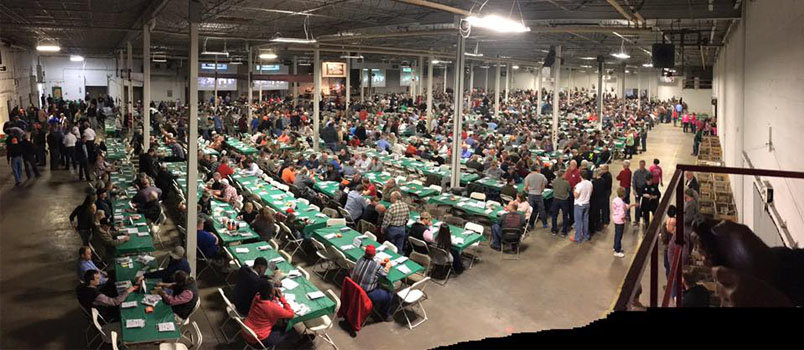 A crowd exceeding 3,000 gathered at a building in Commerce previously used to manufacture Wrangler Blue Jeans for Maysvillle Baptist Church's annual Wild Game Dinner. Evangelist Bailey Smith preached to the crowd. MAYSVILLE BAPTIST/Special