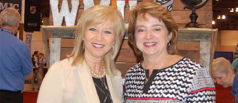 At left Linda Cooper, National WMU president from Bowling Green, KY, stands with Jackie Hardy, National WMU recording secretary. NATIONAL WMU/Special