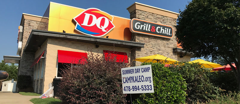 Many parents first learn of Camp Kaleo through yard signs placed at the Forsyth Dairy Queen while they sit in the drive through line.  JOE WESTBURY/Index