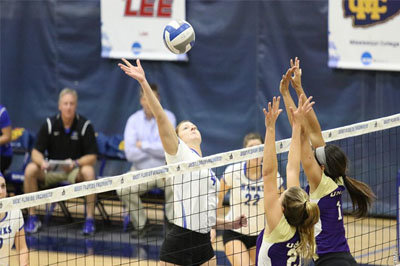 Shorter's Tiffani Estep goes for a kill last season. The senior out of Chattanooga earned a pre-season all-conference nomination. SHORTER/Special