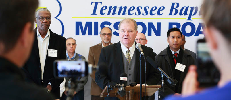 Randy C. Davis, president and executive director of the Tennessee Baptist Mission Board, speaks during a press conference held Oct. 25. CORRINE ROCHOTTE/TN Baptist and Reflector