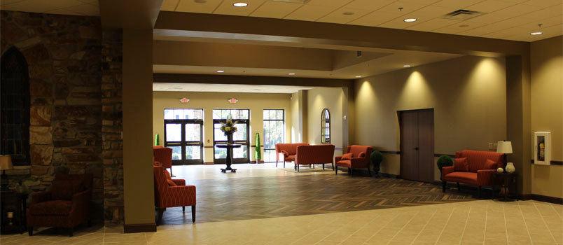 The recently-finished renovations at First Baptist Church in Calhoun feature a new entryway to People Street, a section connecting the new construction and providing a place to build relationships. FBC CALHOUN/Special