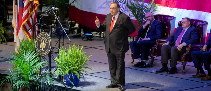 "We are tuning ourselves to the Word of God.,” former Arkansas governor Mike Huckabee emphasized to those gathered at the Faith and Freedom Celebration, held March 6 at Truett McConnell University. JENNY GREGORY/Special