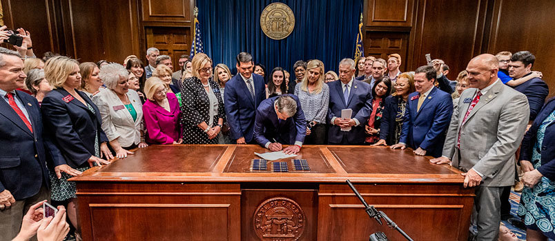 Georgia Governor Brian Kemp signs the LIFE Act, making abortion illegal after a baby's heartbeat is detected and Georgia a leader in the country for the pro-life movement. GOVERNOR'S OFFICE