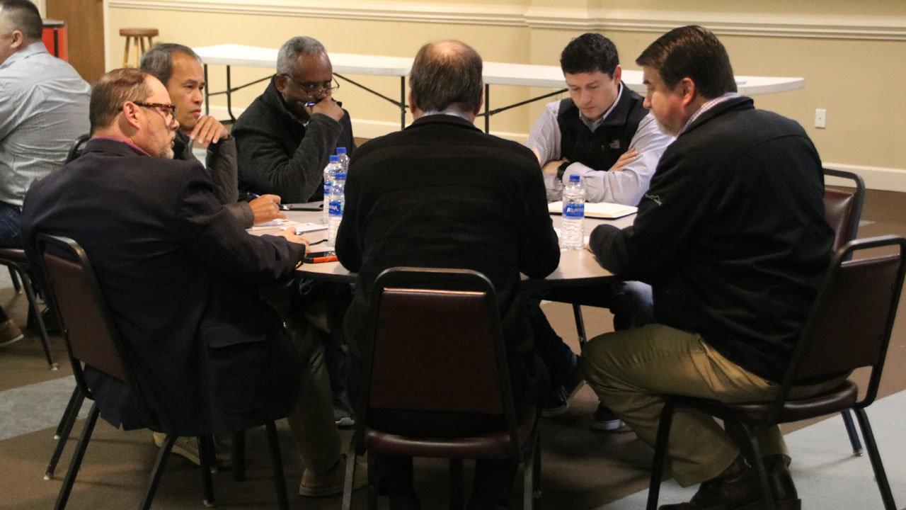 Pastors discuss challenges to living a healthy life in preparation for a group discussion with Georgia Baptist leaders. The listening session took place Jan. 27 at Turning Point at Mabel White in Macon. SCOTT BARKLEY/Index