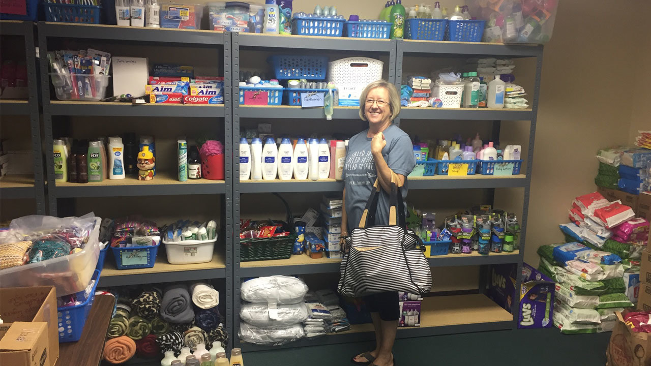 Volunteer Susan Webster of Called to Care in Tifton packs a "Journey Bag" in the Resource Room. CALLED TO CARE/Special