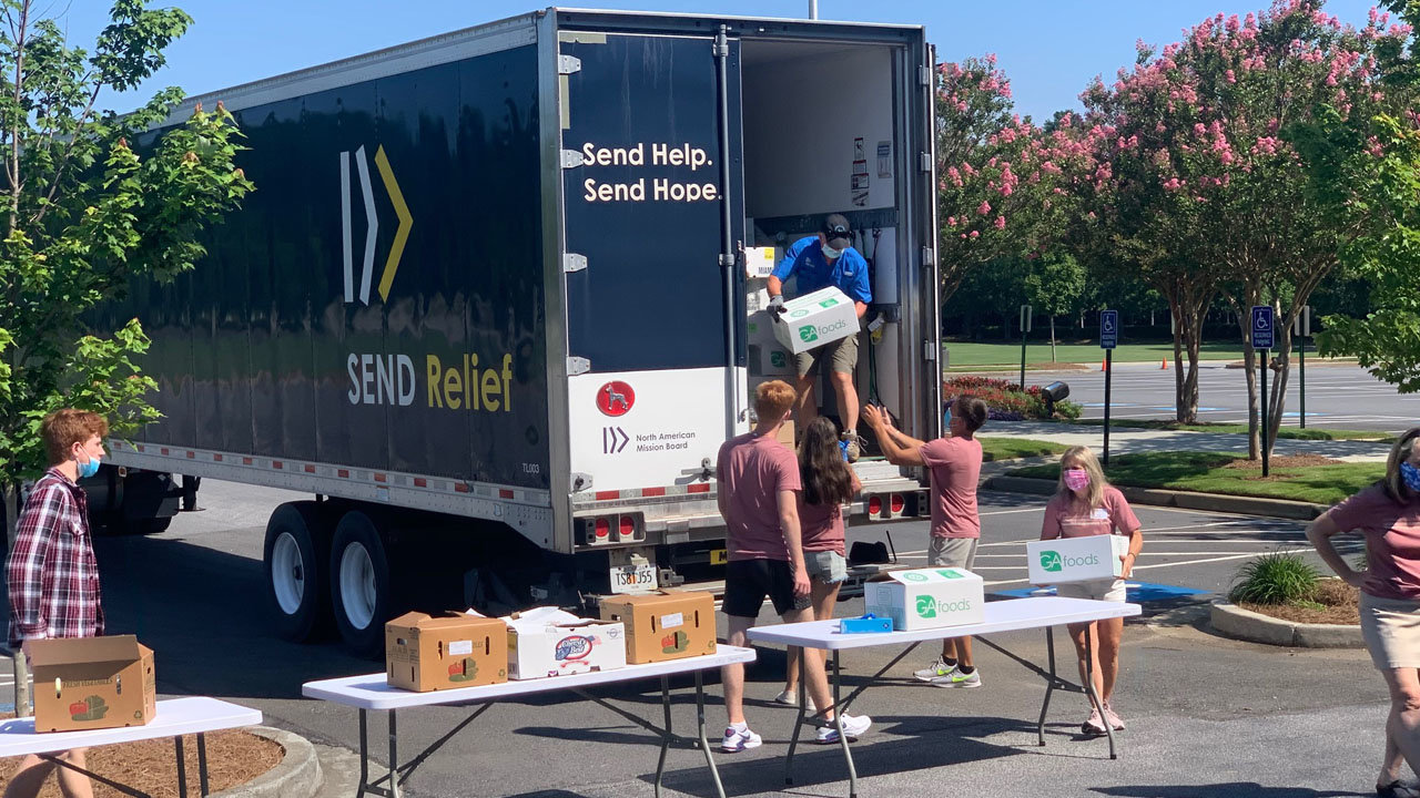 Send Relief assisted Georgia’s Fulton County School system in their distribution of food to families who receive free and reduced priced lunches during the school year. Send Relief helped store and deliver the food to churches that served as distribution points for the meals. Send Relief photo