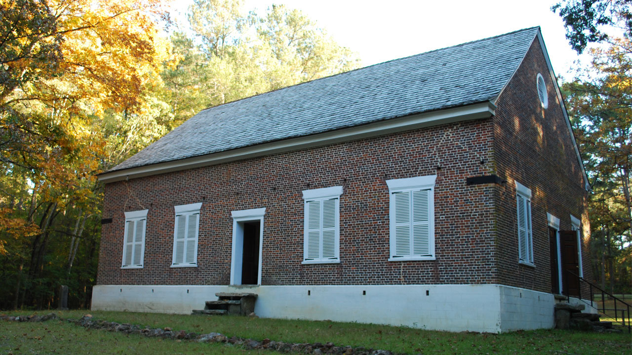In 1772 Daniel Marshall established and was pastor of Kiokee Baptist Church near Appling, Georgia Baptists' first congregation. Above is pictured the Kiokee meeting house, built in 1808, 24 years after Marshall's death. Photo courtesy of Charles Jones