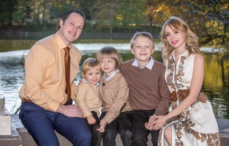 Pastor Andrew Mineev with his sons, left to right, Matthew, Mark and Samuel, and his wife, Oxana