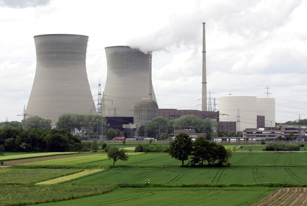 The nuclear power station is seen in Gundremmingen,southern Germany, May 23, 2006. Germany on Friday, Dec. 31, 2021 is shutting down half of the six nuclear plants it still has in operation, a year before the country draws the final curtain on its decades-long use of atomic power. (AP Photo/Christof Stache, file)