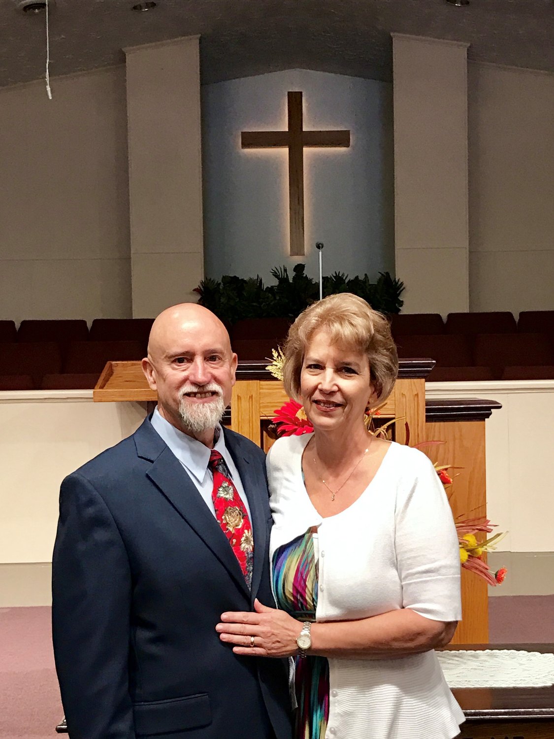 Joey and Nancy Seabolt pose for a photograph at Philippi Baptist Church.