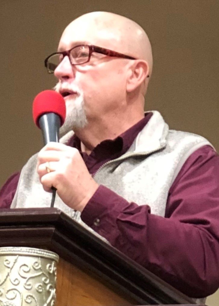 Pastor Joey Seabolt speaks to his congregation in Locust Grove, Ga.