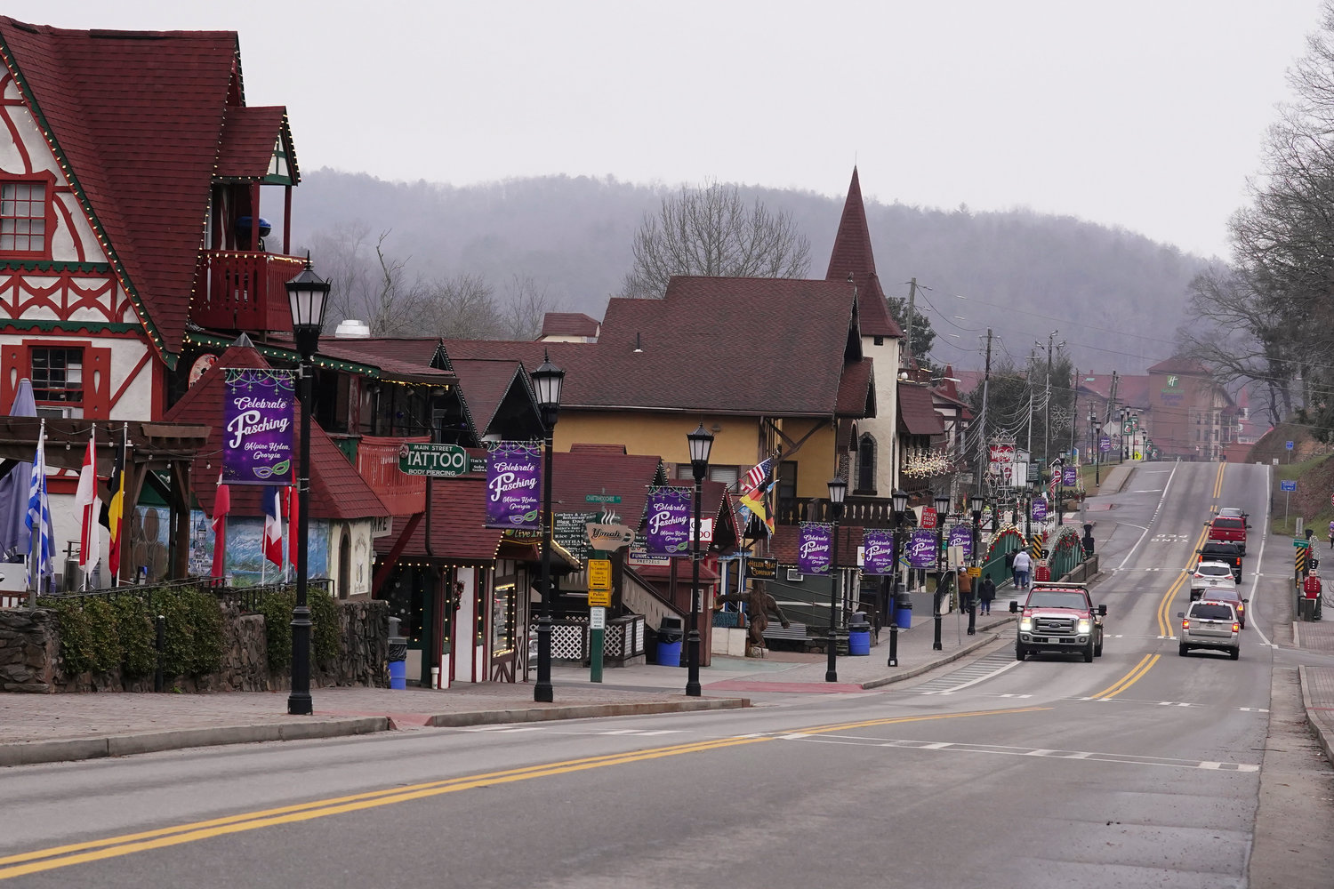 Downtown Helen, Ga., is shown Friday, Jan. 21, 2022. Helen is located in White County, lin the foothills of the Blue Ridge Mountains in northeast Georgia, where officials were stunned when the 2020 census said the county had 28,003 residents. A Census Bureau estimate from 2019 had put the county's population at 30,798 people. (AP Photo/John Bazemore)