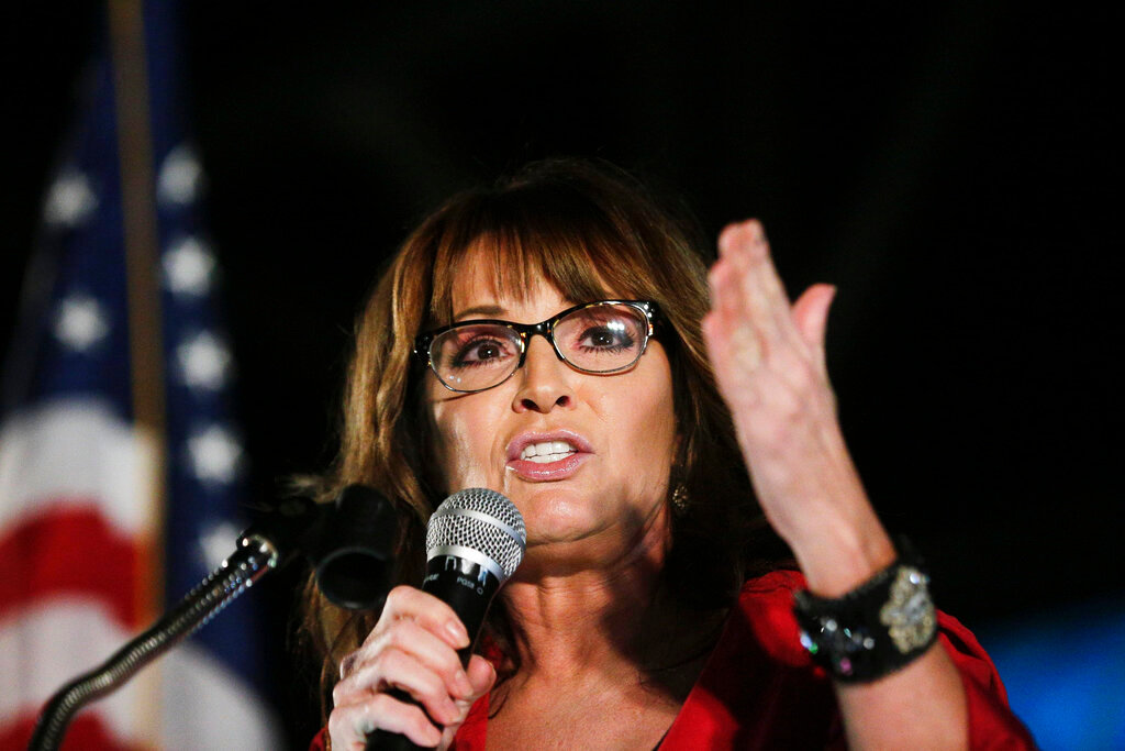 Former vice presidential candidate Sarah Palin speaks at a rally Thursday, Sept. 21, 2017, in Montgomery, Ala. Palin is in Montgomery to support Judge Roy Moore for the U.S. Senate candidacy. (AP Photo/Brynn Anderson)