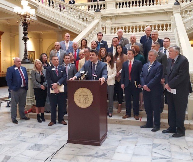 Gambling opponents hold a press conference at the Capitol in Atlanta earlier this week.