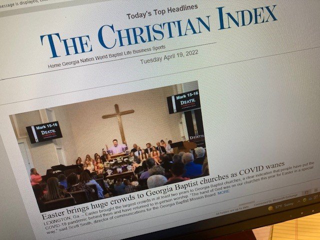 The Christian Index newsletter on Tuesday includes a story about record numbers of people turning out for Easter services.