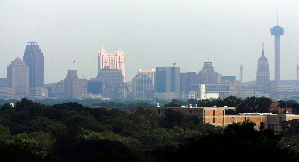 The skyline of San Antonio's downtown business district is pictured, May 3, 2007. (AP Photo/Mel Evans, File)