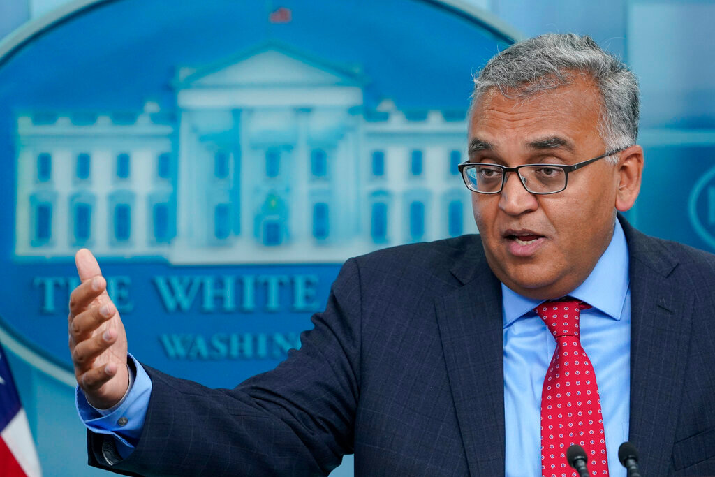 White House COVID-19 Response Coordinator Dr. Ashish Jha speaks during the daily briefing at the White House in Washington, Tuesday, April 26, 2022. (AP Photo/Susan Walsh - File)