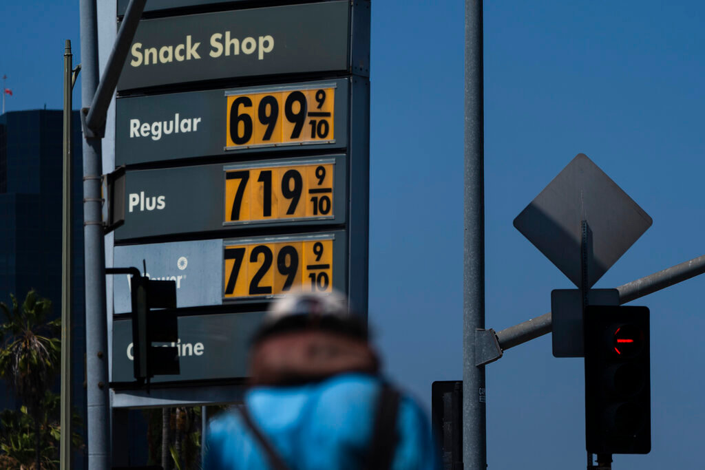 Gas prices are shown in Los Angeles, Tuesday, May 24, 2022. (AP Photo/Jae C. Hong)