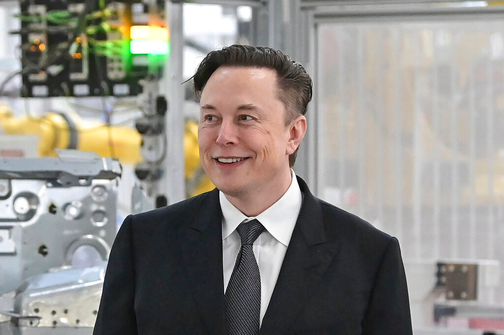 Tesla CEO Elon Musk attends the opening of the Tesla factory Berlin Brandenburg in Gruenheide, Germany, March 22, 2022. (Patrick Pleul/Pool Photo via AP, File)
